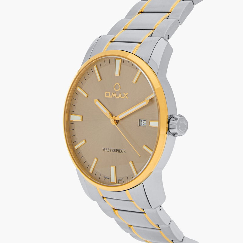 OMAX ساعة أوماكس ماستربيس للرجال مع لمسات فضية وذهبية - Image 4